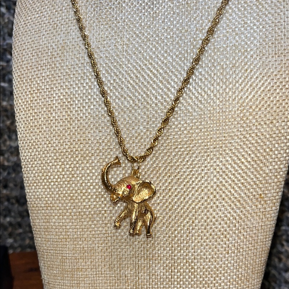 Gold Elephant Pendant Necklace